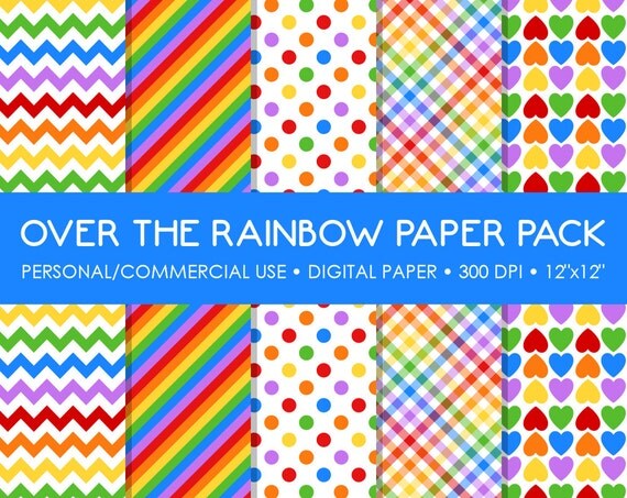 Rainbow Digital Printable Paper Pack - For Commercial or Personal Use Il_570xn