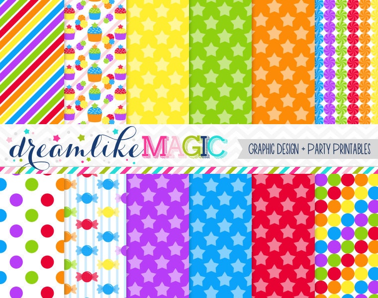 Little Star Sweet Shop- Digital Paper Pack for Personal or Commercial Use Il_570xn