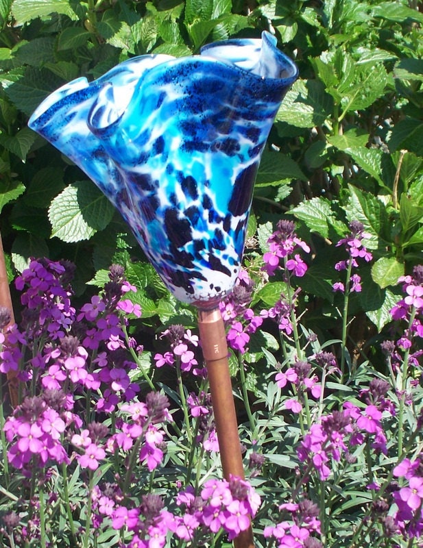 Hand Blown Glass Garden Art Sculpture Outdoor Decor by oneilsarts