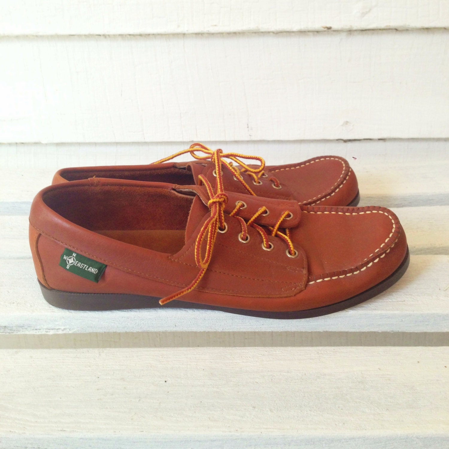 vintage eastland boat shoes // brown leather lace ups by kodakin