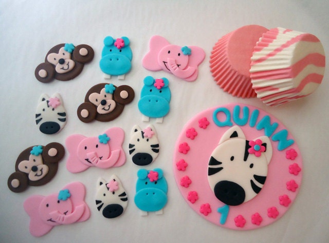 Fondant Cake, Cupcake Toppers - Girl Safari Deluxe Party Package Il_570xn