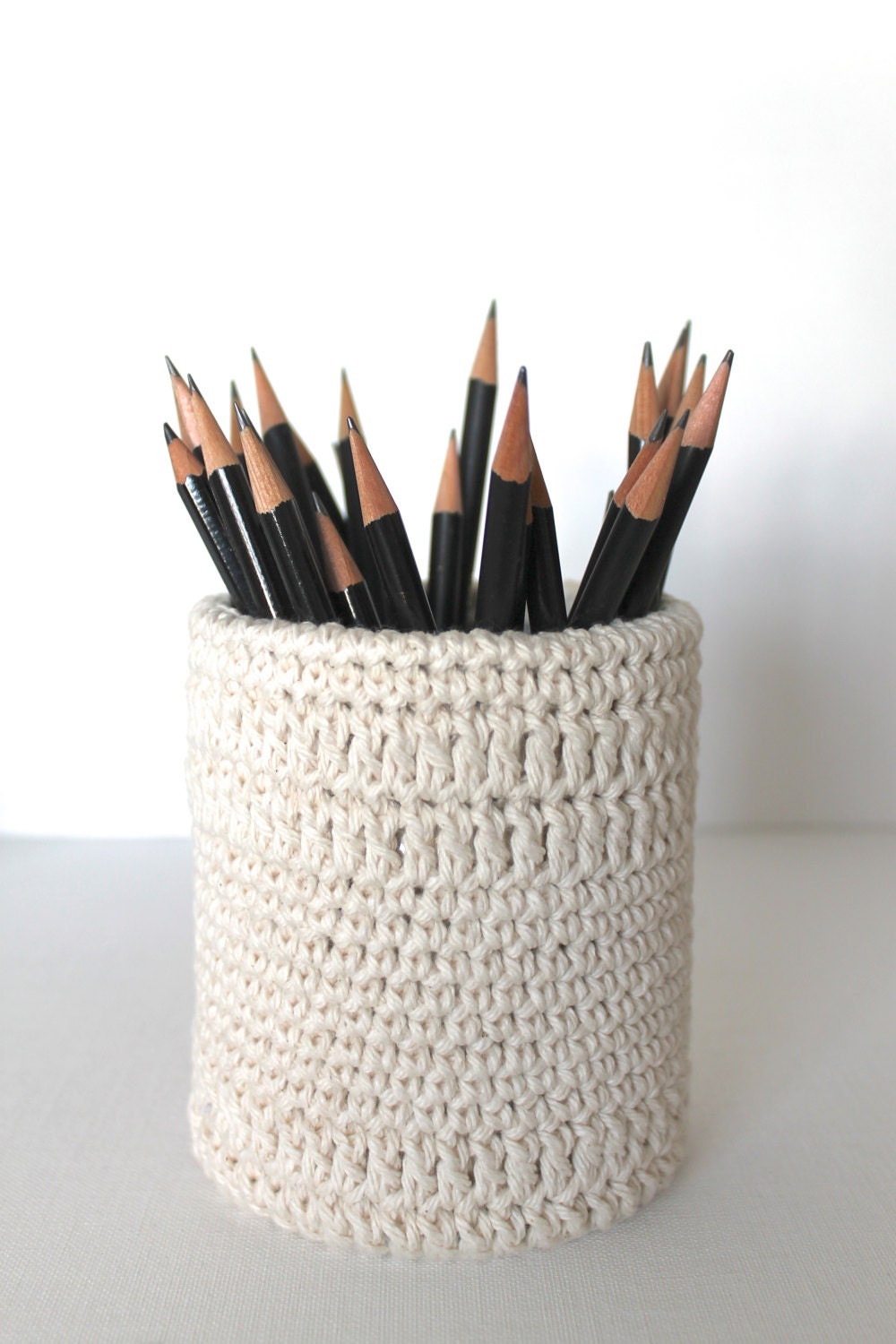 Desk Organizer CHUNKY WINTER CROCHET Pencil Holder Handmade