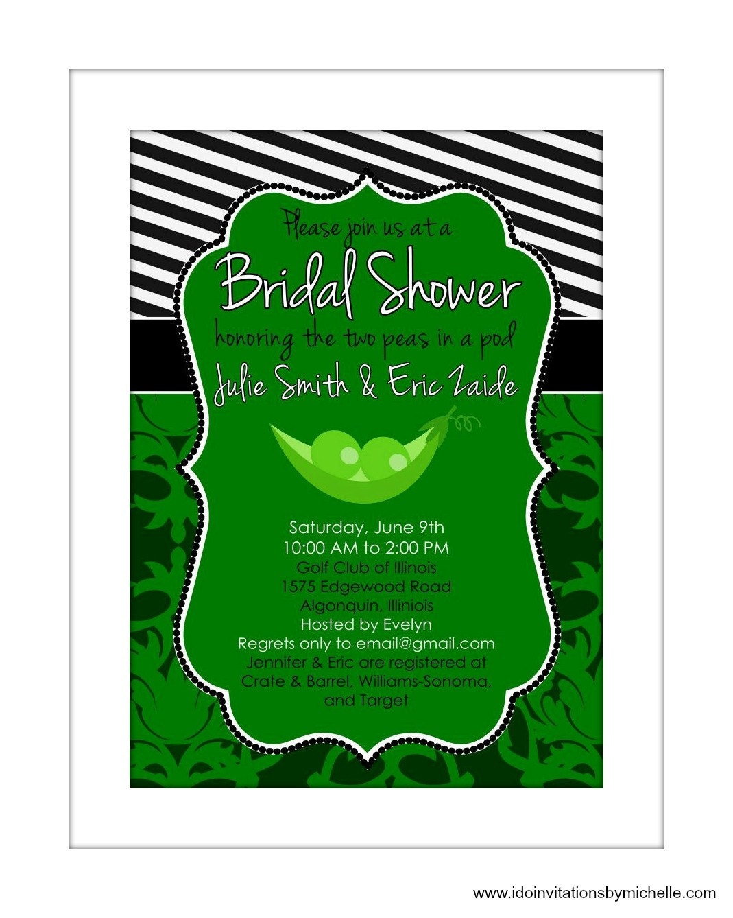 Two Peas in a Pod Bridal Shower Invitation - Digital File Il_570xn