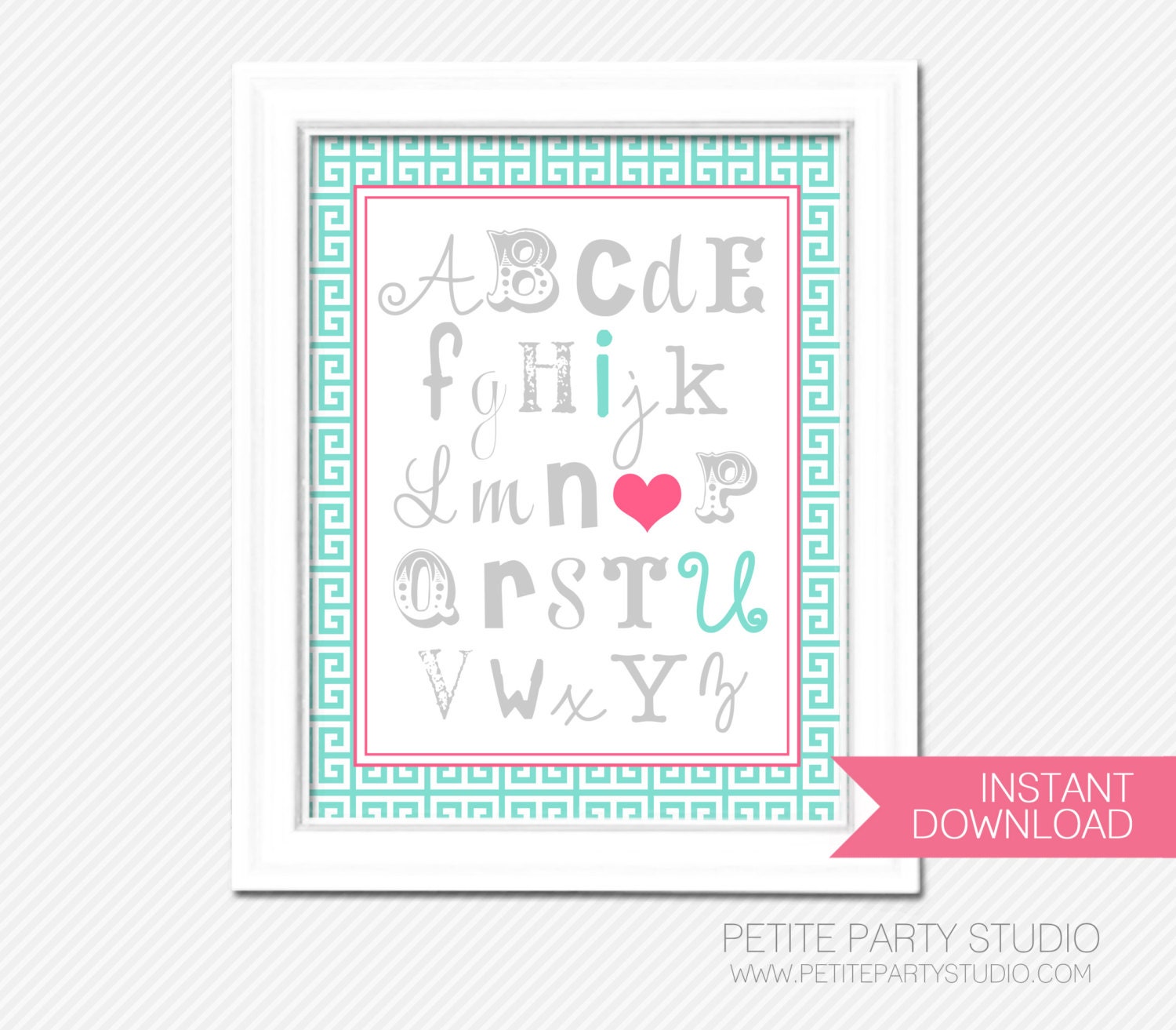 PRINTABLE ART PRINTS - "I Heart U" abc Printable Art by Petite Party Studio Il_570xn