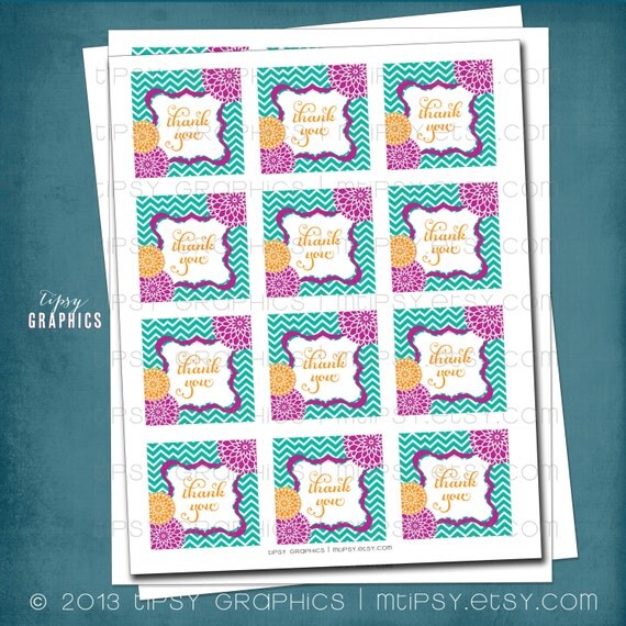 Spa Pom Pom. Chevron Mum Cupcake Toppers or Favor Tags by Tipsy Graphics. Any colors Il_570xn