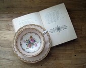 Antique Teacup and Saucer, Peach and Gold - LittleKittenVintage