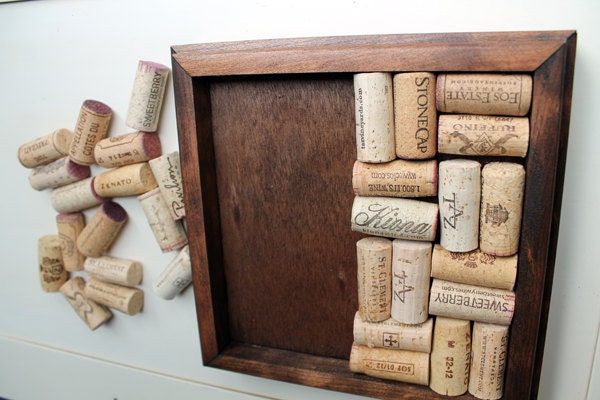 Wine Cork Trivet Kit - Reclaimed wood DIY craft kit - dark brown - wine cork crafts
