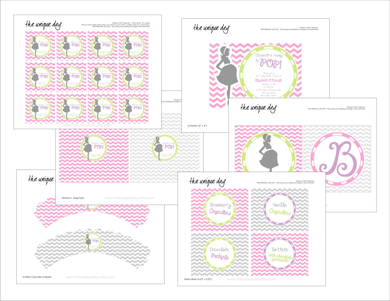 Printable Baby Shower party collection - Ready to Pop, about to pop Collection (boy/girl/neutral) // RTP- 04 Il_570xn