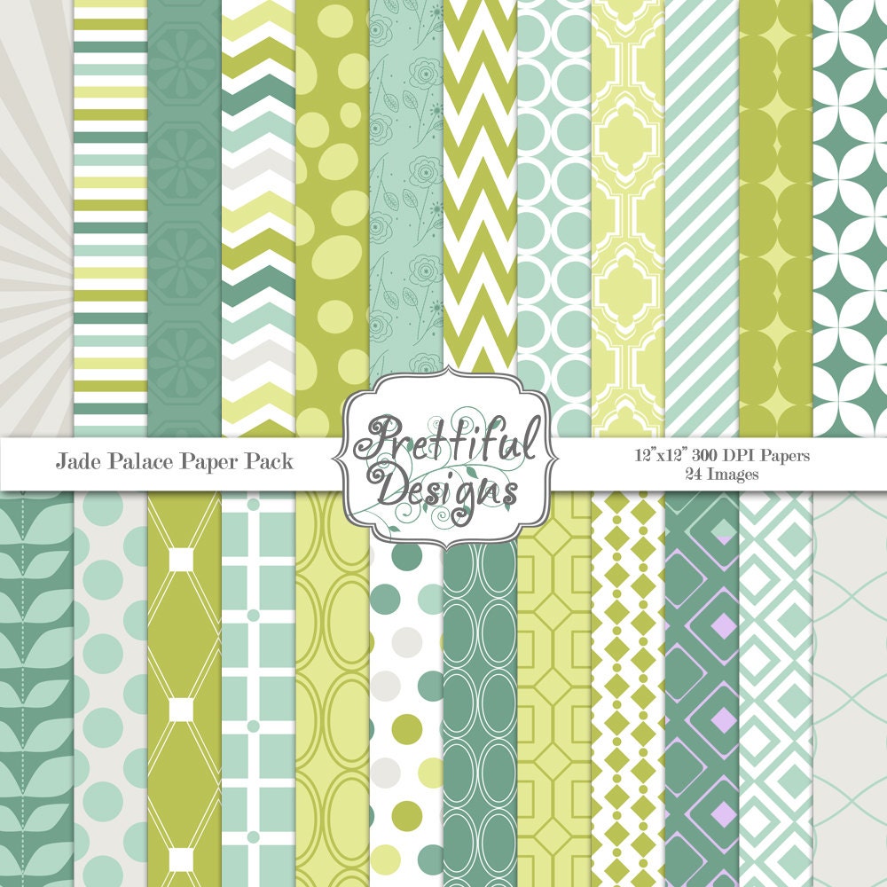 50% OFF SALE Digital Paper Pack - Personal and Commercial Use - Jade Palace (499) Il_570xn