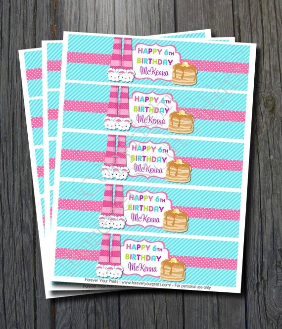 Pancakes and Pajamas Bottle Labels - DIY Party Favor - You Print Il_570xn