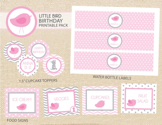 BIRD Birthday Printable Party Pack - DIY Il_570xn
