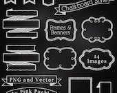 Chalkboard Frames and Banners Clipart Clip Art, Chalkboard Clipart Clip Art Vectors - Commercial and Personal Use