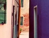 Pink and Purple Houses in Burano Italy, colorful, Photograph, 8x10 - shyphotog