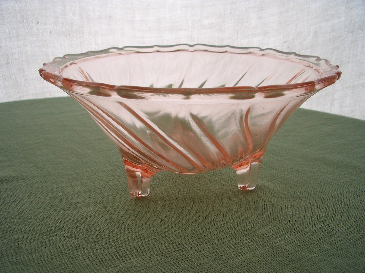 Vintage Depression Glass Footed Bowl Pink By Anniesvintageredone