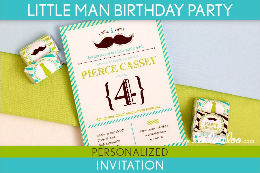 Little Man Birthday Party Invitation Personalized Printable // Little Man - B17Pa1 Il_570xn