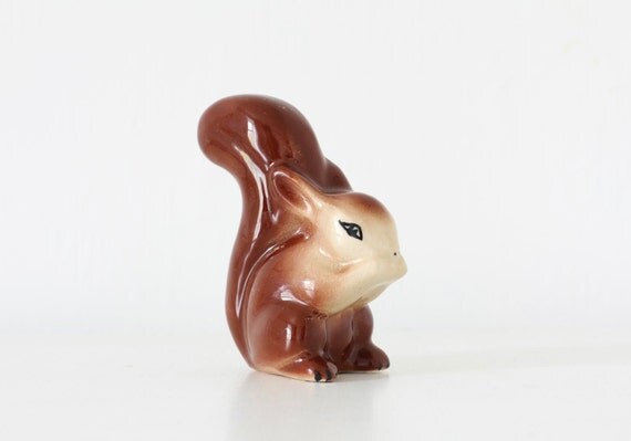 Vintage brown ceramic squirrel figurine ornament by KeepitRetro