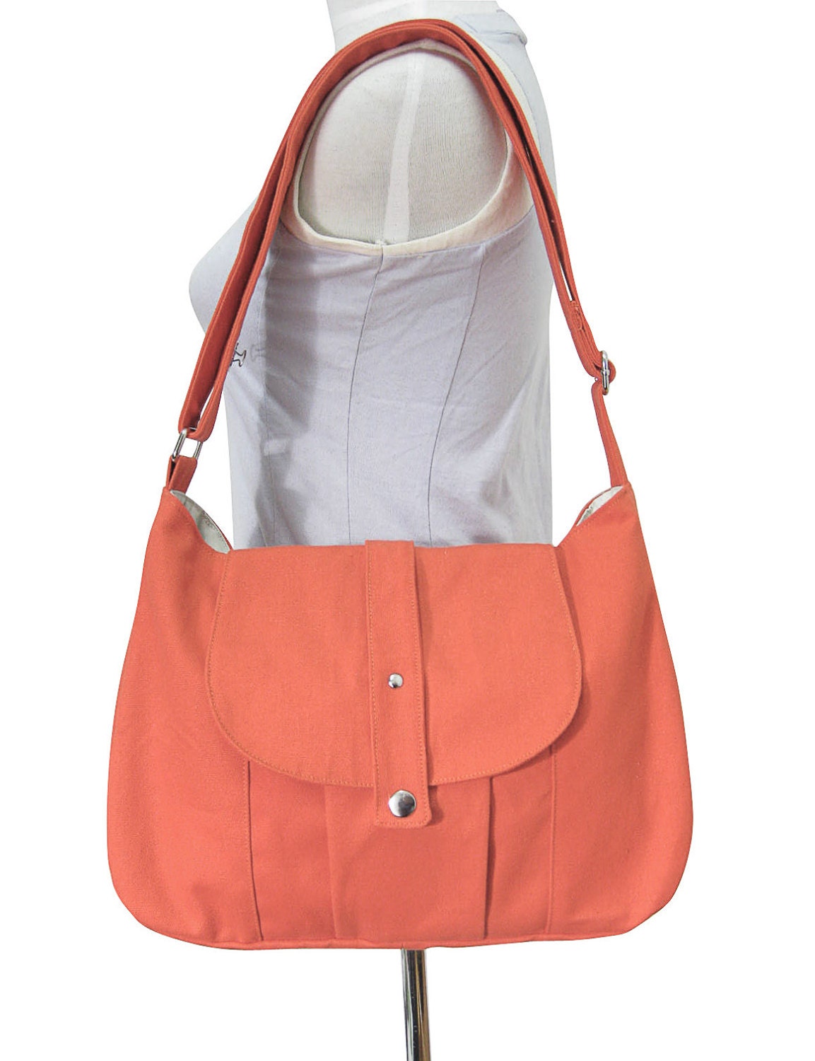 orange cotton canvas purse / shoulder bag / by Markfabric on Etsy
