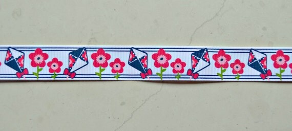 Spring kites on 7/8 inch grosgrain ribbon Il_570xn