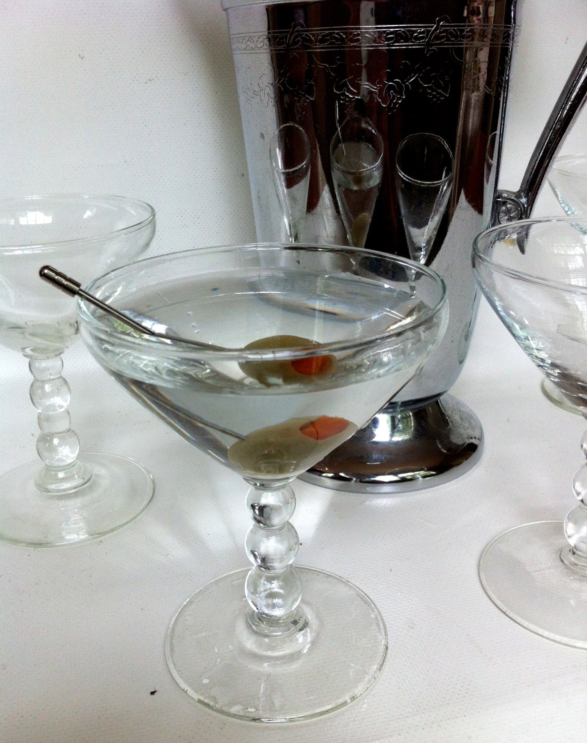 4 Ball Stem Cocktail Martini Glasses Bubble By Hillsidehouse 