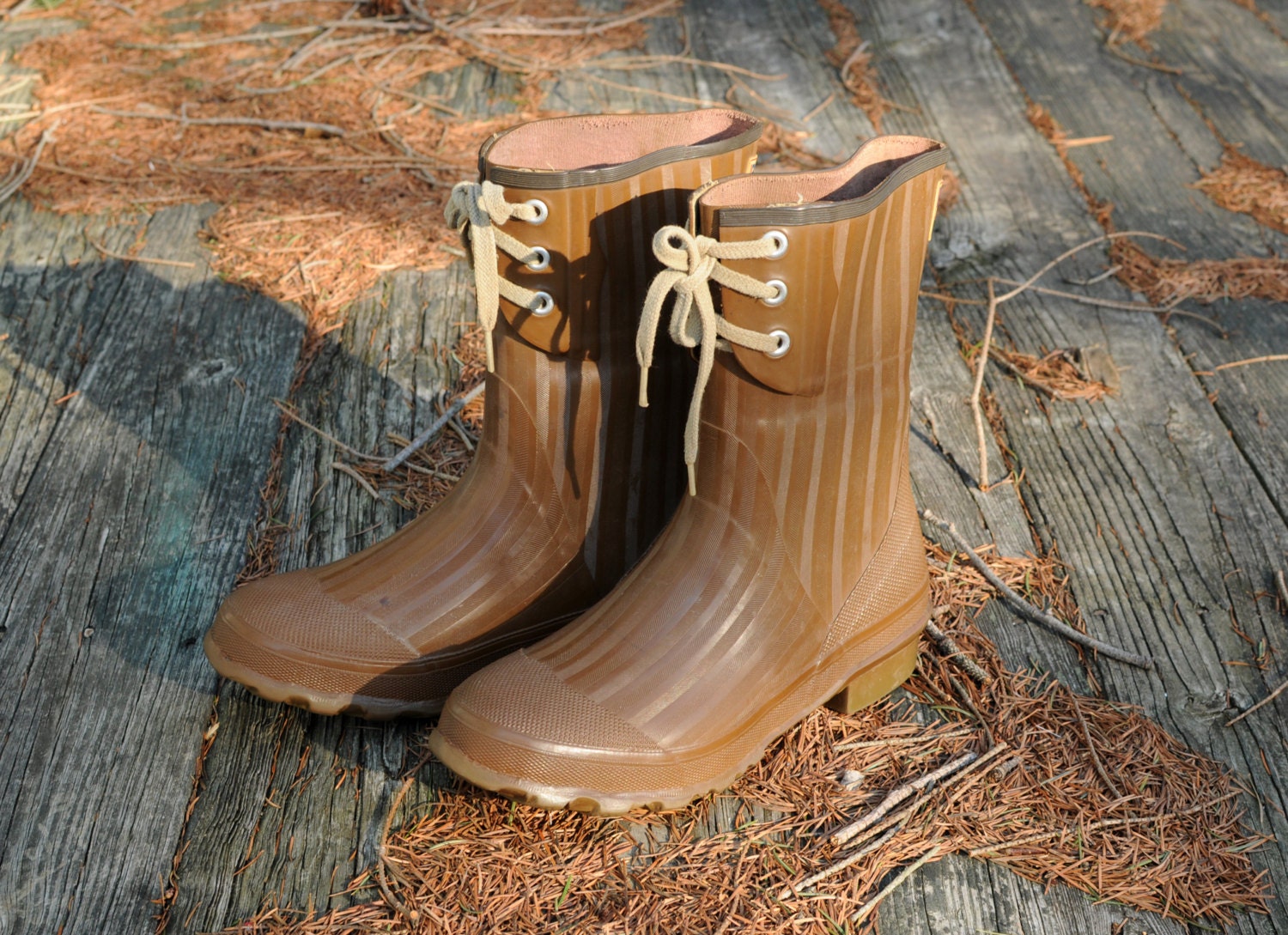vintage rubber boots with buckles