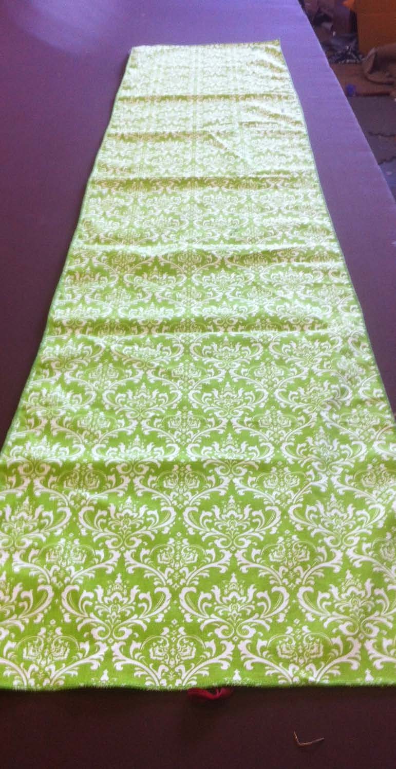 Lime Green and White Damask Table Runner 75 x 16 by sashesforlove