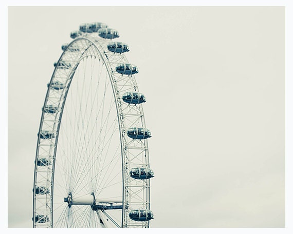 Londond Eye photograph, travel, cityscape, 8x10 inch print - simple, minimal, bright, blue, ferries wheel - Round and round it goes - MyMonography