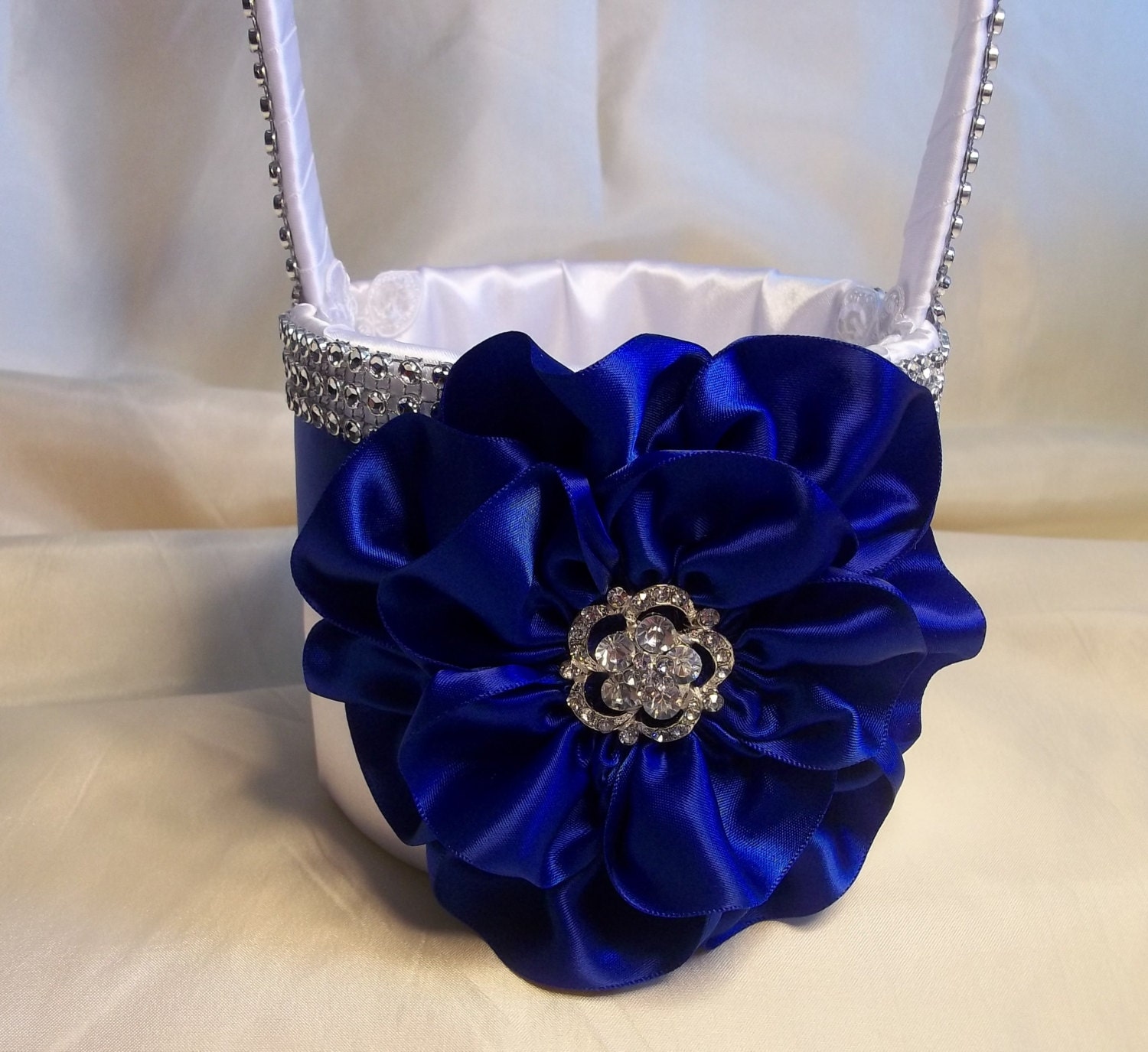Flower Girl Basket with Royal Blue Flower and by AllAHeartDesires