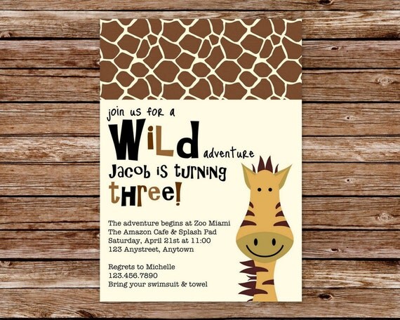 Printable ZOO or JUNGLE Birthday Party Invitation Il_570xn