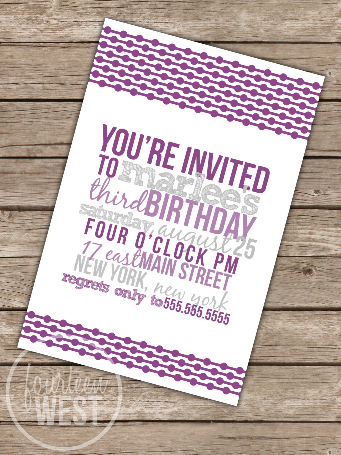 ON SALE! Typographic Birthday Invitation (Printable Digital File) Il_570xn