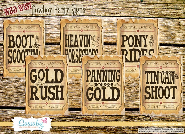 Cowboy Game/Party Posters - Wild West Party Decorations - DIY PRINTABLE FILES by Sassaby Il_570xn