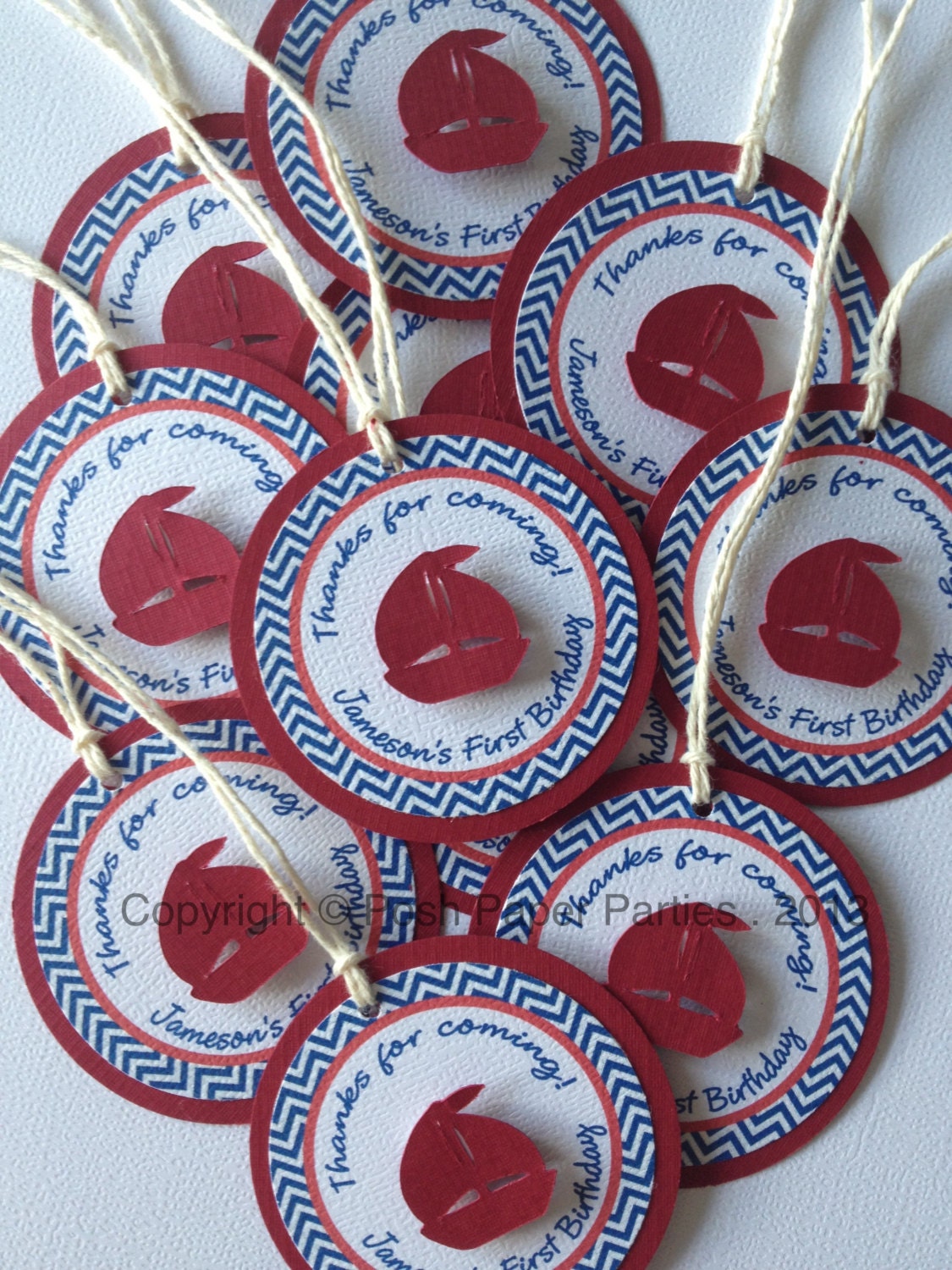 Nautical Birthday , Nautical Baby Shower Favor Tags - One Dozen - Red, White and Blue Il_170x135