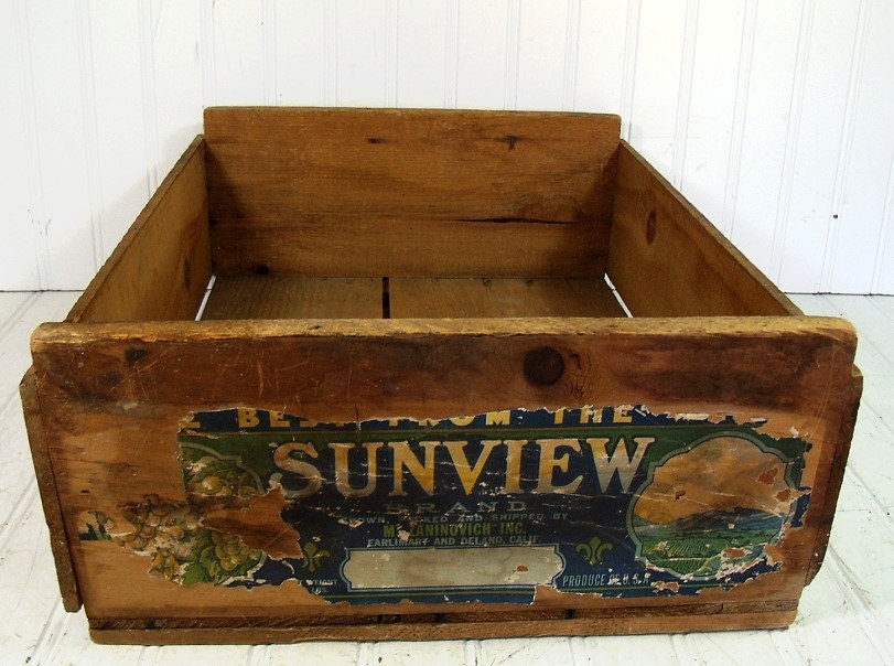 Vintage Fruit Gathering & Harvesting Crate Wooden by DivineOrders