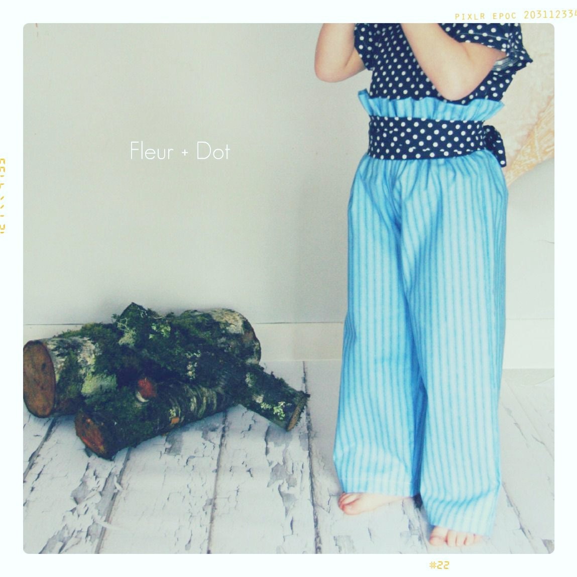 Girls Pants: The Blue Striped Ruffle Top Wide Leg Trousers from the Autumn Winter Collection by Fleur and Dot - FleurandDot