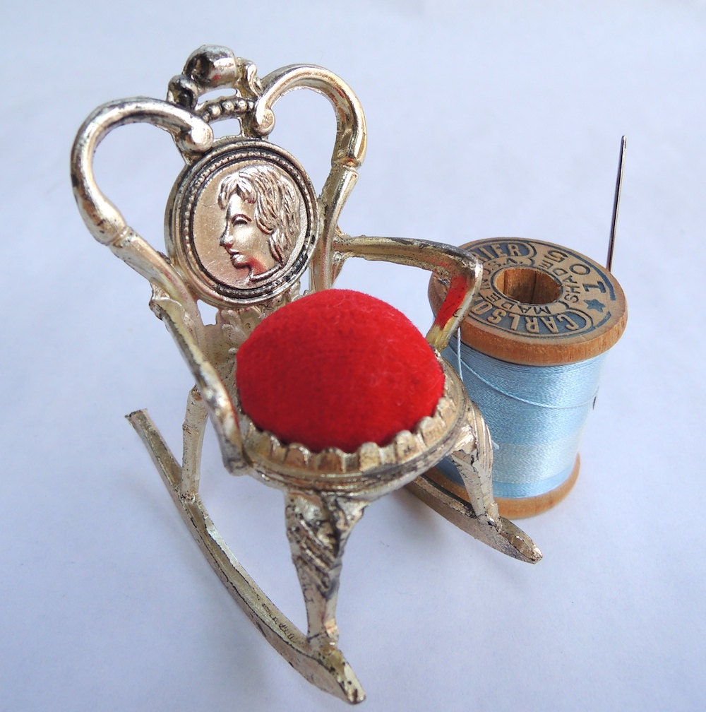 Vintage Pin Cushion Rocking Chair Cameo Made in by FireflyRetro
