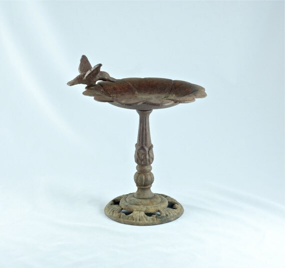 Vintage Cast Iron Hummingbird Tabletop Bird Bath by BirneyCreek