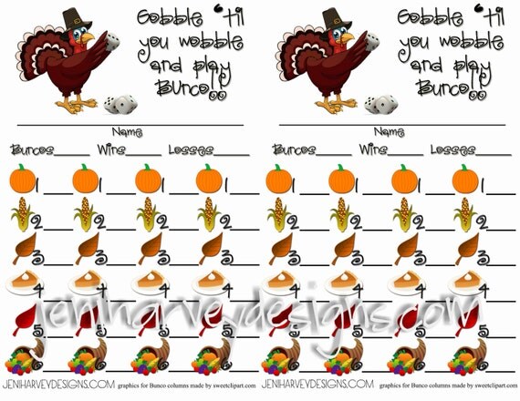 Fall Thanksgiving Bunco Score Sheet By JeniHarveyDesigns On Etsy