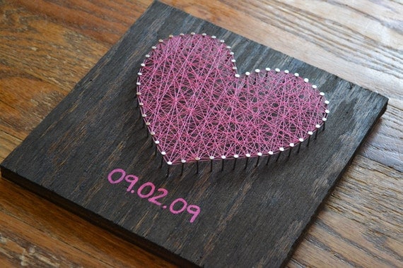 Valentine's Day Heart String Art - Choose the Date - Anniversary Nail ...
