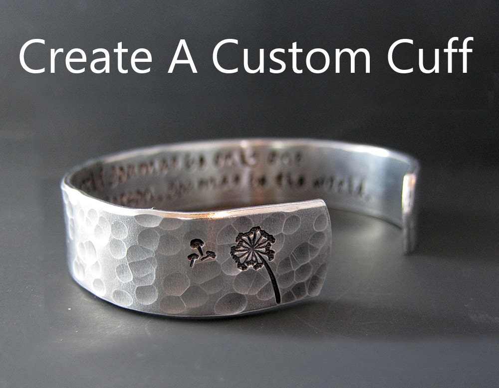 Custom Hand Stamped Silver Bracelet by StringOfJewelsCuffs