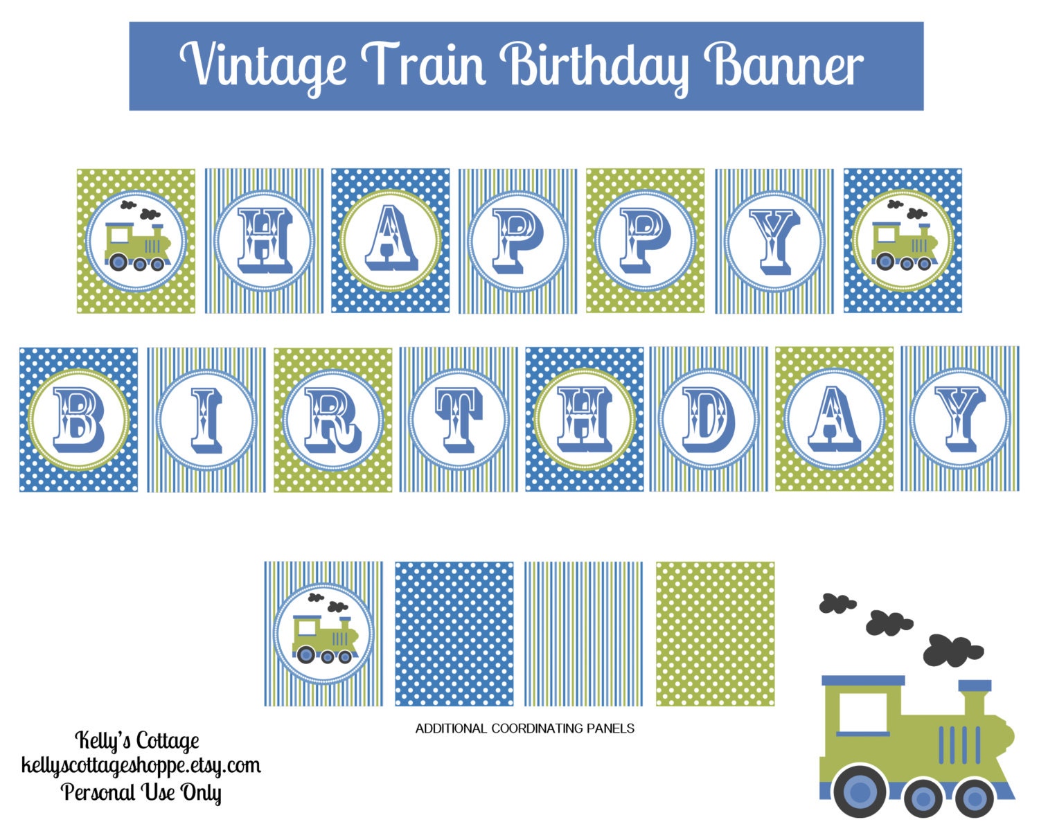 Instant Download, Printable Vintage Train Birthday Banner Il_570xn