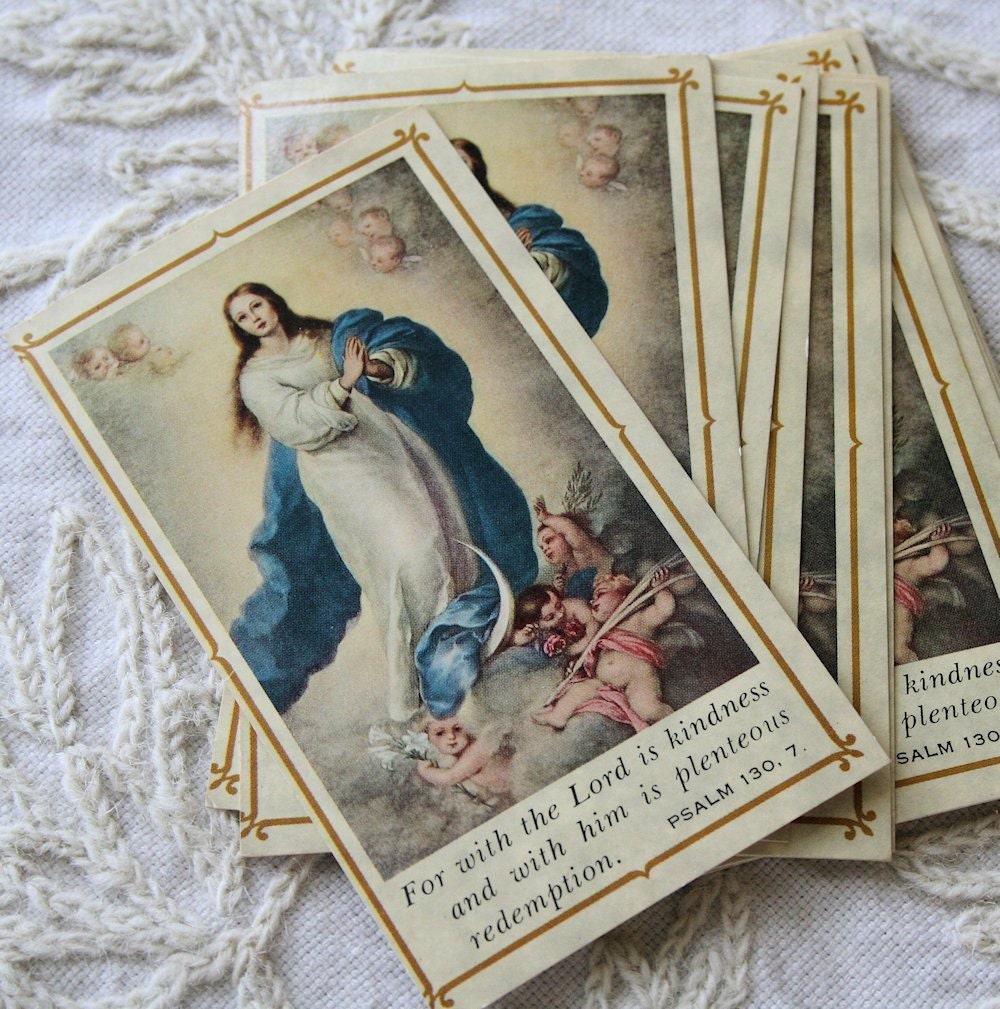 11 Antique Catholic Prayer Cards Sacred Heart by forgivemefather