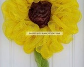 Yellow Metallic Summer Sunflower Mesh Wreath