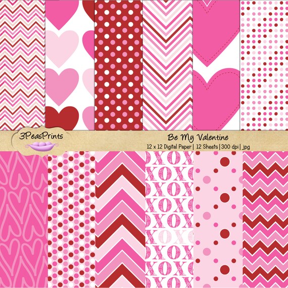 Valentines Digital Paper Pack for Personal or Commercial Use Instant Download Il_570xn