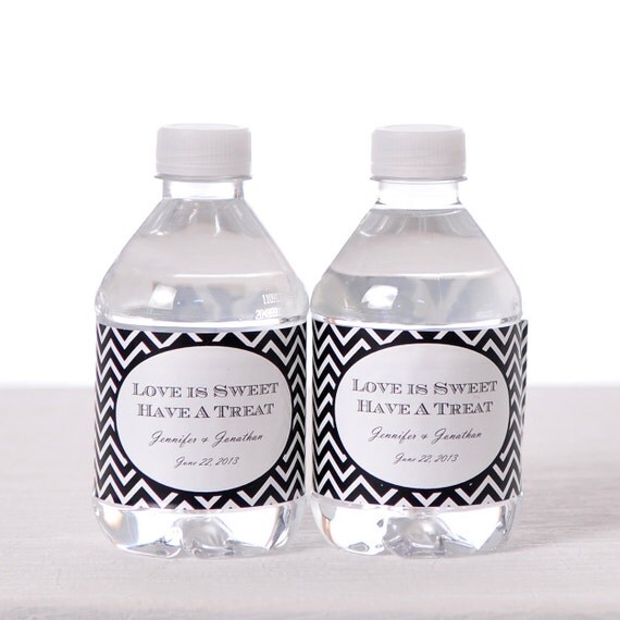 40 Waterproof Water Bottle Labels - Printed labels with your wedding colors Il_570xn
