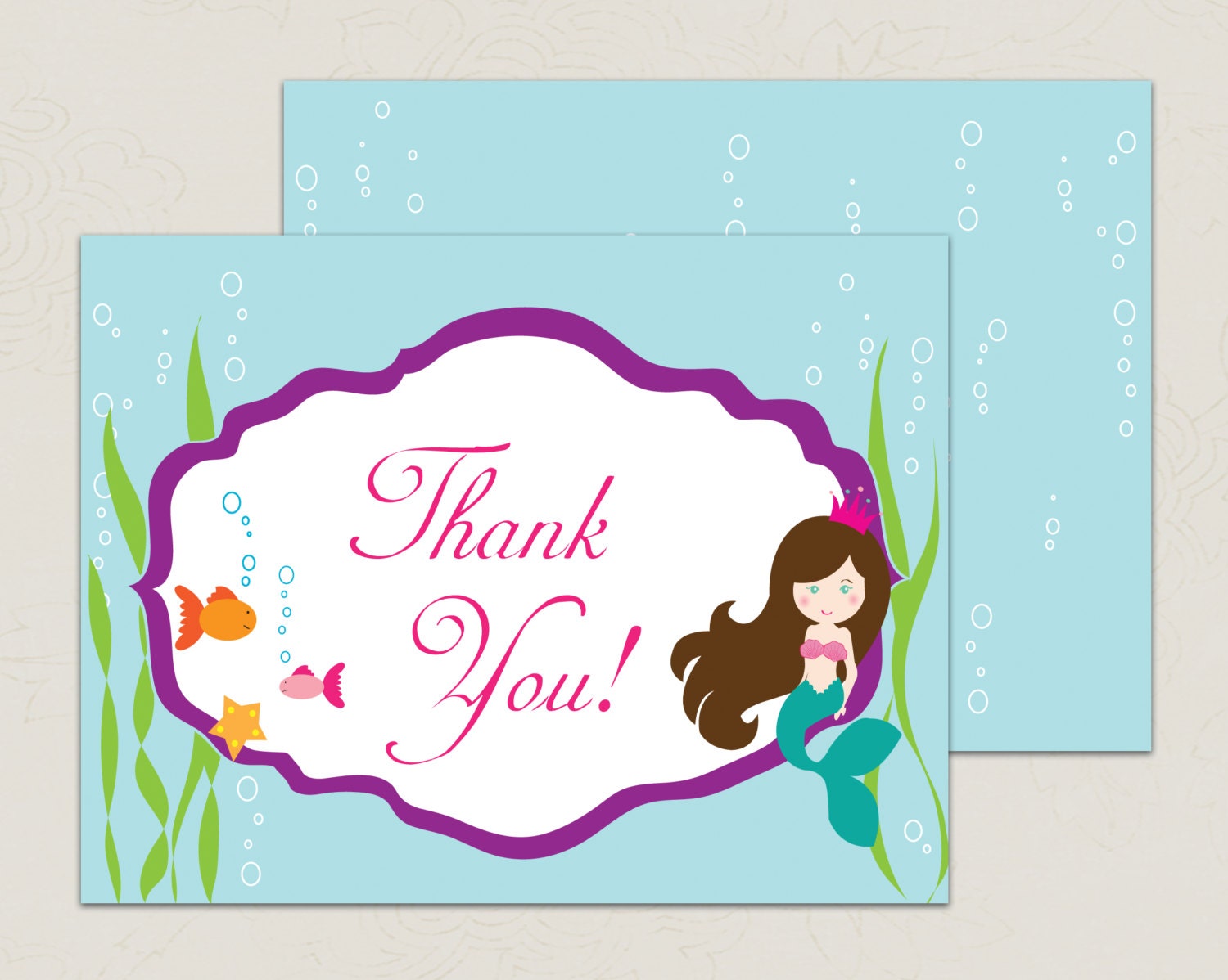 Printable folded THANK YOU Note- Mermaid Party Collection - DIY Printable by The Splendid Shindig Il_570xn