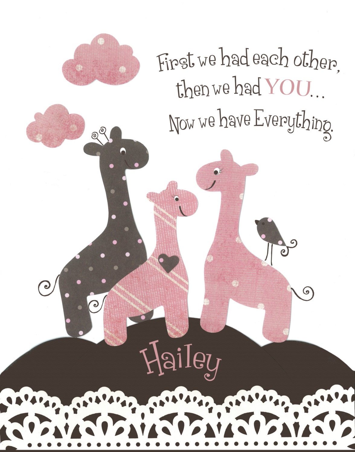 Baby girl nursery Baby giraffe print Pink by PeanutAndButtons