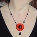 Red poppy flower pendant..