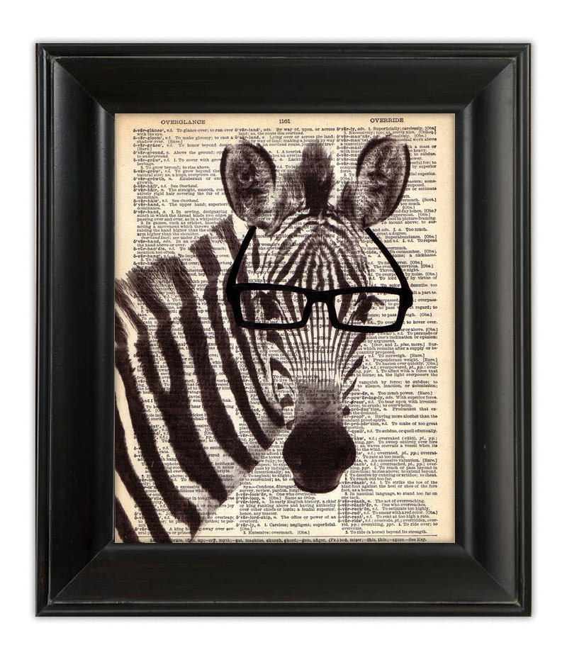 Smart ZEBRA Black Glasses ORIGINAL Art Print by PatricianPrints