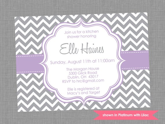 Printable Kitchen Shower Invitation - Shower Themed Chevron Invite - Colors and Text Customizable Il_570xn