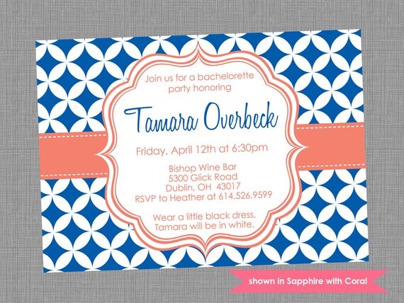 Bachelorette Party Invitation - Printable Bachelorette Themed Pixie Invite - Colors and Text Customizable Il_570xn