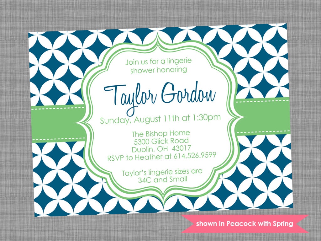 Printable Lingerie Shower Invitation - Shower Themed Pixie Invite - Colors and Text Customizable Il_570xn